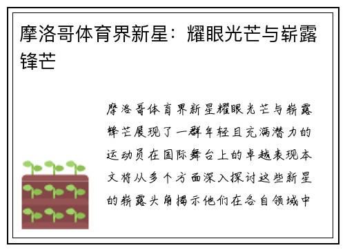 摩洛哥体育界新星：耀眼光芒与崭露锋芒